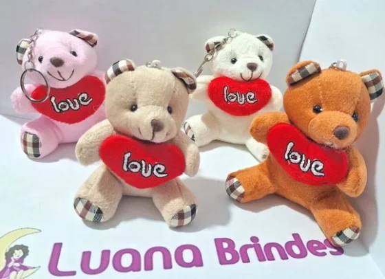 Chaveiro Urso de Pelúcia 10cm Pacotes com 2 Peça