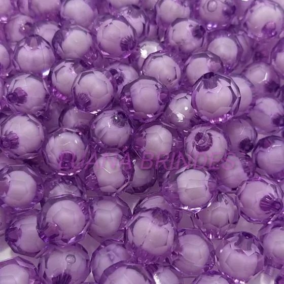 Bolinhas Acrílica Roxa Facetada -10mm - pct c/100 unidades