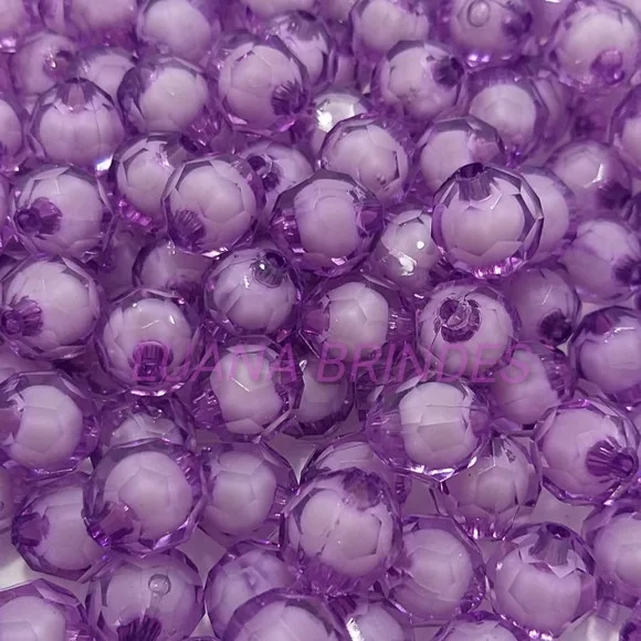 Bolinhas Acrílica Roxa Facetada -10mm - pct c/100 unidades