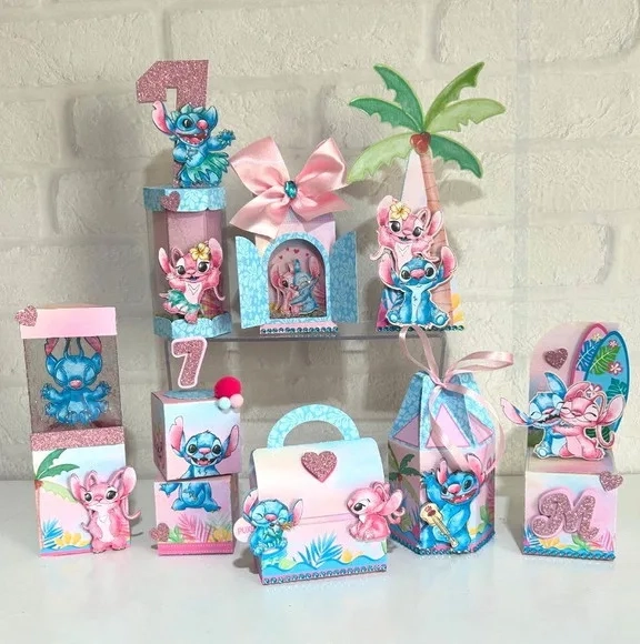 Kit 30 Lembrancinhas Stitch e Angel