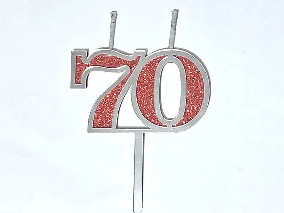 Vela 70 Anos Prata Acrílico Pavio Magico - 1 Peça