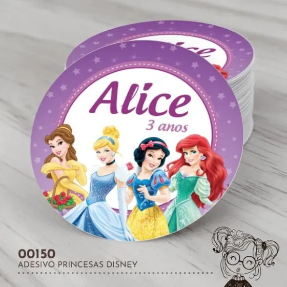 Adesivo Redondo Princesas Disney - 00150