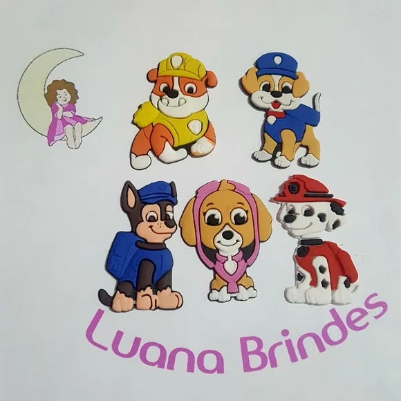 Aplique Cachorro Patrulha Borracha Pct 5 Unidades Variados