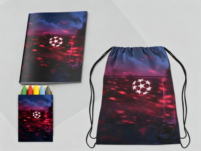 Kit Mochila e Revista de colorir para lembrancinha Futebol