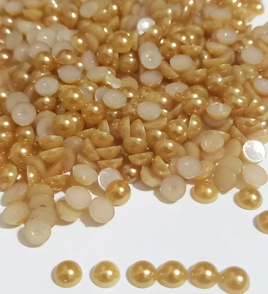 Meia Pérola Lisa Dourada 6mm - Pacotes com 200 Unidades