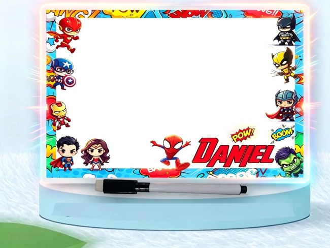 Lousa Magica Infantil Personalizada dos Super Heróis Baby