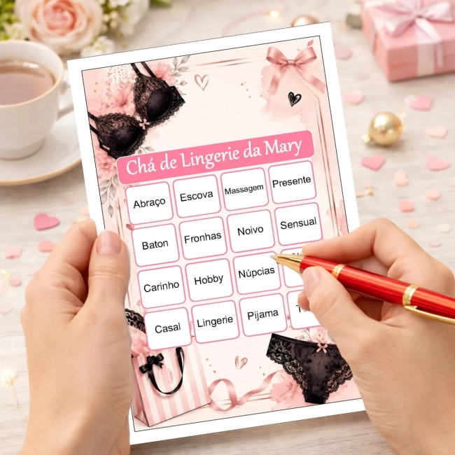 Bingo Chá de Lingerie PDF Para Imprimir