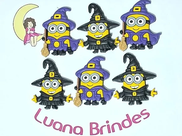 Aplique Minions Halloween Emborrachado Pacote com 6 Unidades
