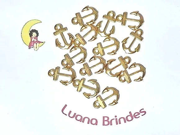Pingente Ancora Abs Dourada 2,3cm Pacote com 50 Unidades