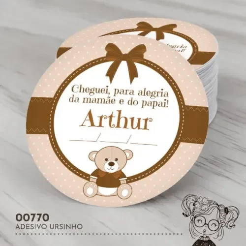 Adesivo Redondo Ursinho - 00770