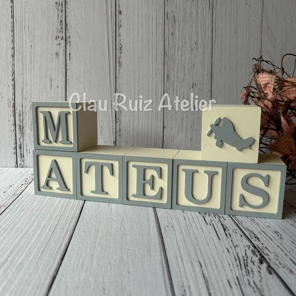 Aviãozinho - Decoração Bebê - Cubos 6x6cm Ts