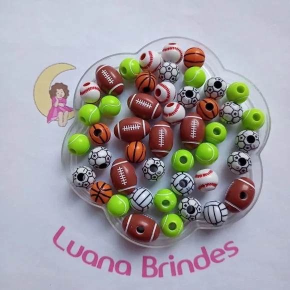 Bola de Esporte de Acrilico Variadas 12mm Pct 30 Unidades