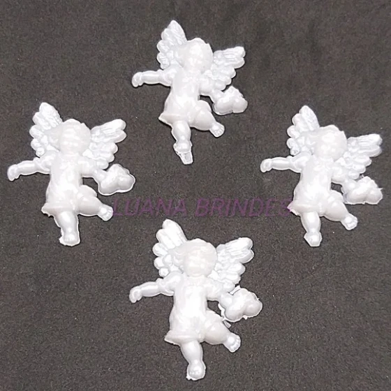 Aplique de Anjinho em Acrílico Branco - pct c/ 5 unid