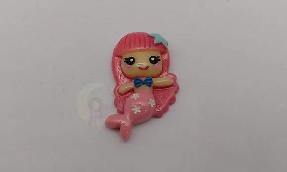 Aplique Sereia Pink em Resina de 3,3cm - 5 Unidades