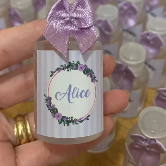 Álcool gel 70% Lembrancinha Maternidade lilás