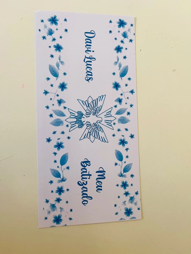 20 Rótulos Adesivo Personalizado para Cofrinho 20x9,7cm | Batizado