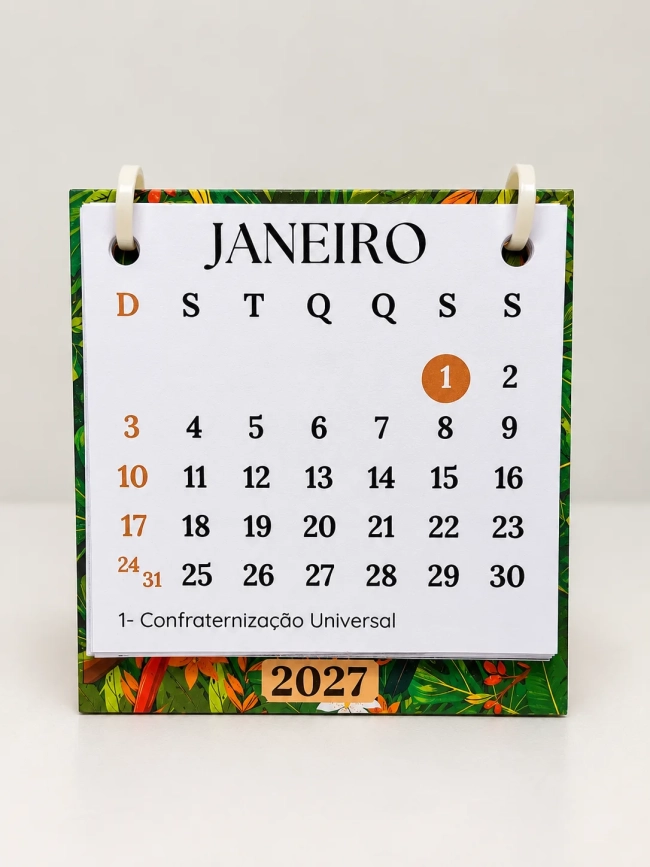 Calendário de Mesa 2027 - Tropical