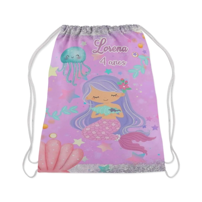 Mochilinha Personalizada para lembrancinhas da Sereia Fundo do Mar
