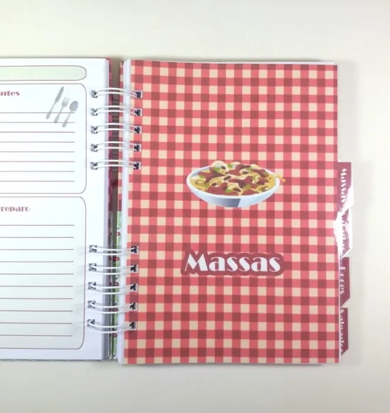 Caderno de Receitas Personaliz + Divisórias + Acessórios