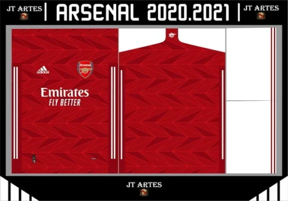 Vetor da Camisa do Arsenal 2020.2021