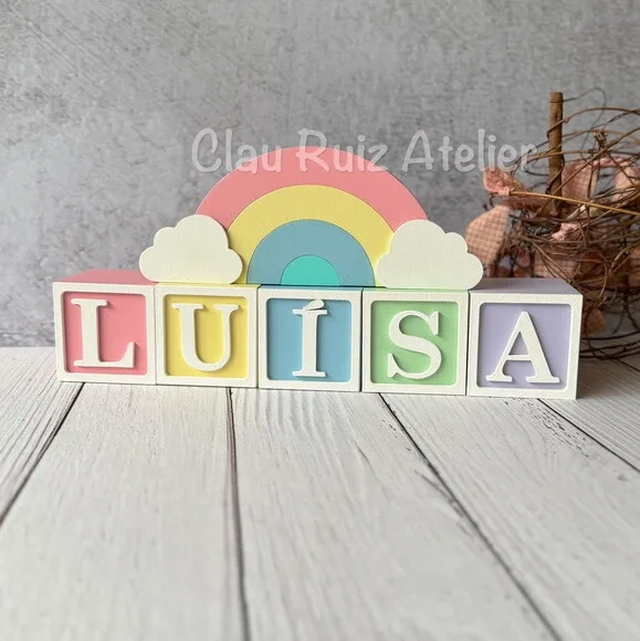 Candy Colors - Cubos 6x6cm Ts + Arco Íris. Decoração Bebê