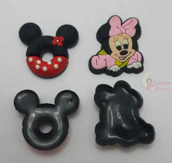 Aplique Minnie Baby e Rosquinha Minnie borracha-pct c/6 unid