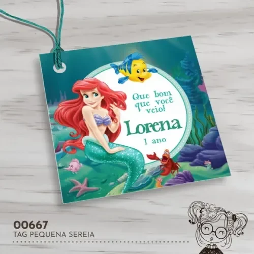 Tag Quadrada Pequena Sereia - 00667