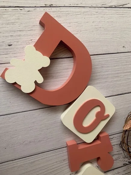 Decoração de Quarto Infantil - Blocos Nome em mdf Urso