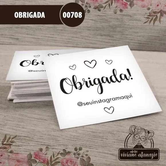 Adesivo Quadrado Obrigada 4cm - 00708