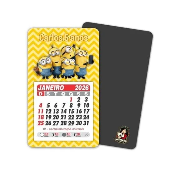 Imã de Geladeira com Calendário Minions