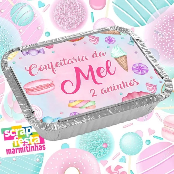 Marmitinha Personalizada Festa Confeitaria Aquarela