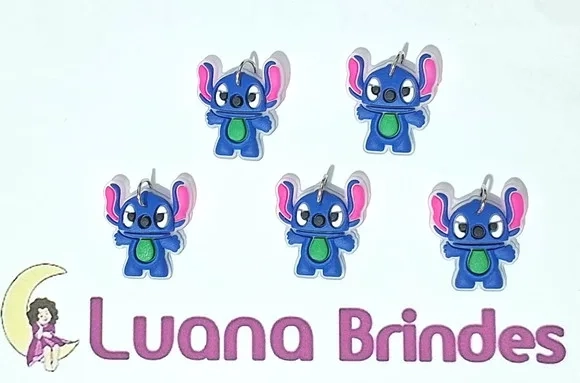Pingente Mini Stitch 2cm Emborrachado 6 Unidades