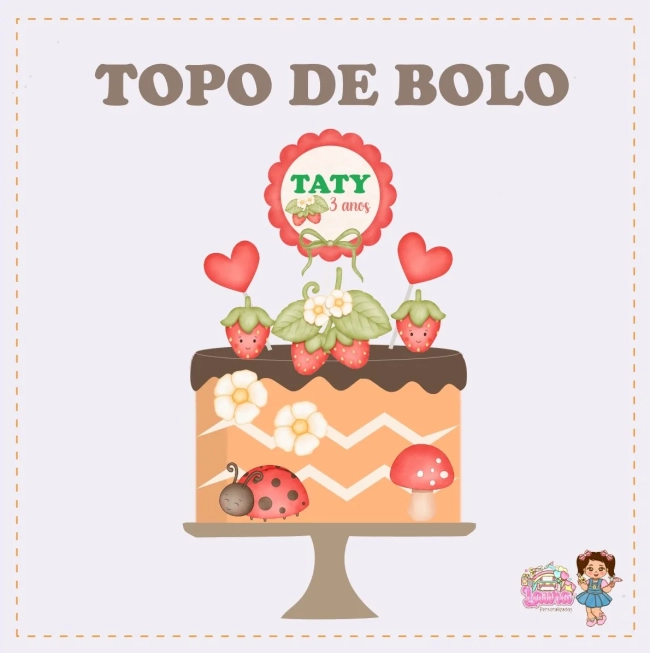 Kit Festa Só Um Bolinho MORANGO - Decoração de Festa