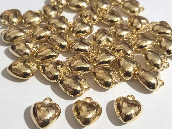 Pingente Coração Abs Dourado - 30 Unidades