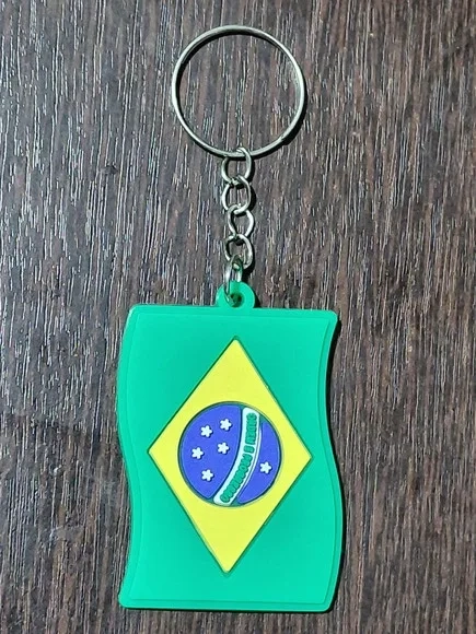 Chaveiro Bandeira do Brasil Emborrachado Pacote C/6 Unidades