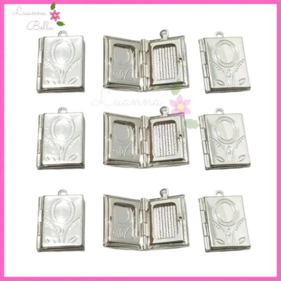 Pingente de Metal Prata Modelo Relicário -Pct c/7 unds