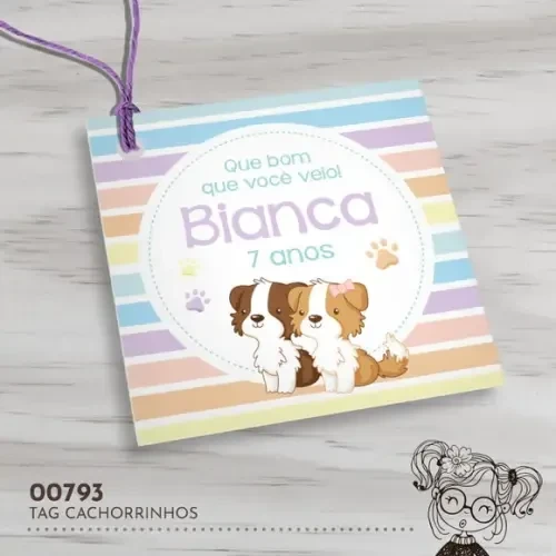 Tag Quadrada Cachorrinhos - 00793