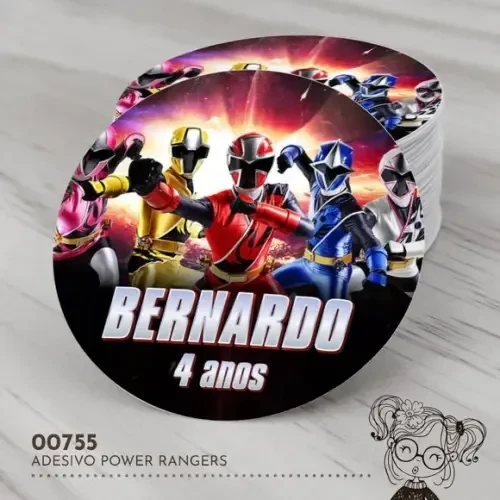 Adesivo Redondo Power Rangers - 00755