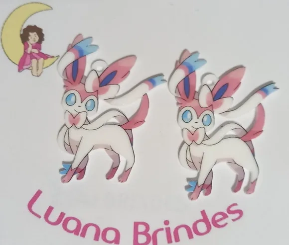 Pingentes Pokémon Sylveon Acrilico Uv- 3 Unidades