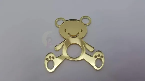 Aplique Ursinho Acrílico Espelhado Dourado 4,5cm Pct 5 Unids