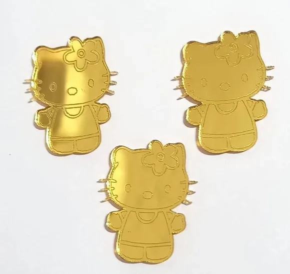 Aplique Hello Kitty Acrílico Espelhado - 6 Unidades
