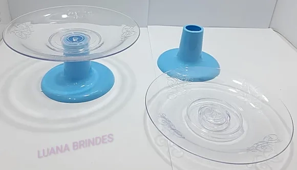 Mini Cake Transparente c/suporte Azul de acrílico-pct c/2 un