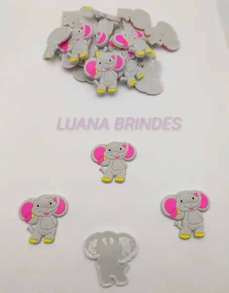 Aplique Elefante Emborrachado Pacote com 10 Unidades