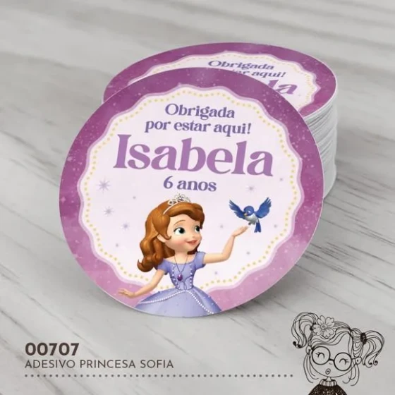 Adesivo Redondo Princesa Sofia - 00707