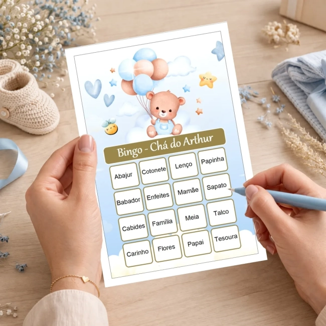 Bingo Chá de Bebê Menino Pdf Para Imprimir