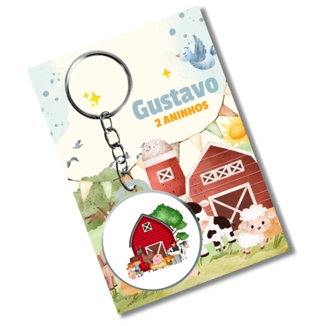 Chaveiro Fazendinha + card e eembalagem * adesivado