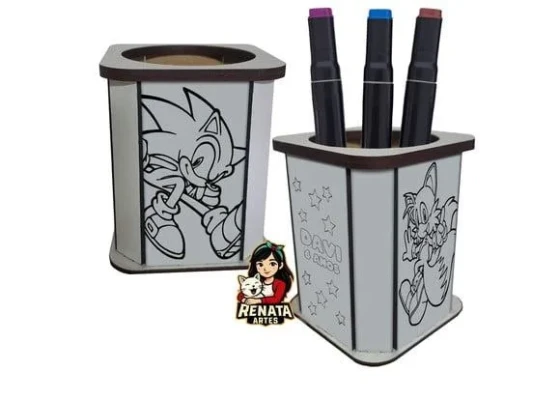 Porta Lápis para Colorir Sonic