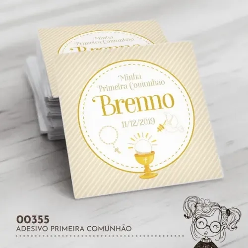 Adesivo Quadrado Primeira Comunhão - 00355