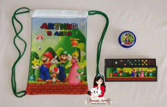 Mini Kit Jogos na Mochila Super Mario Bross
