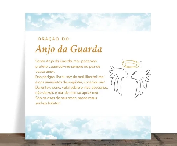 Azulejo Decorativo Oração Anjo da Guarda 15x15 Cerâmica
